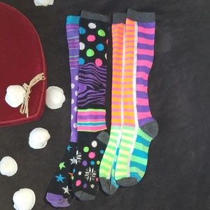 2 For 1 NEON KNEE HIGH Socks!